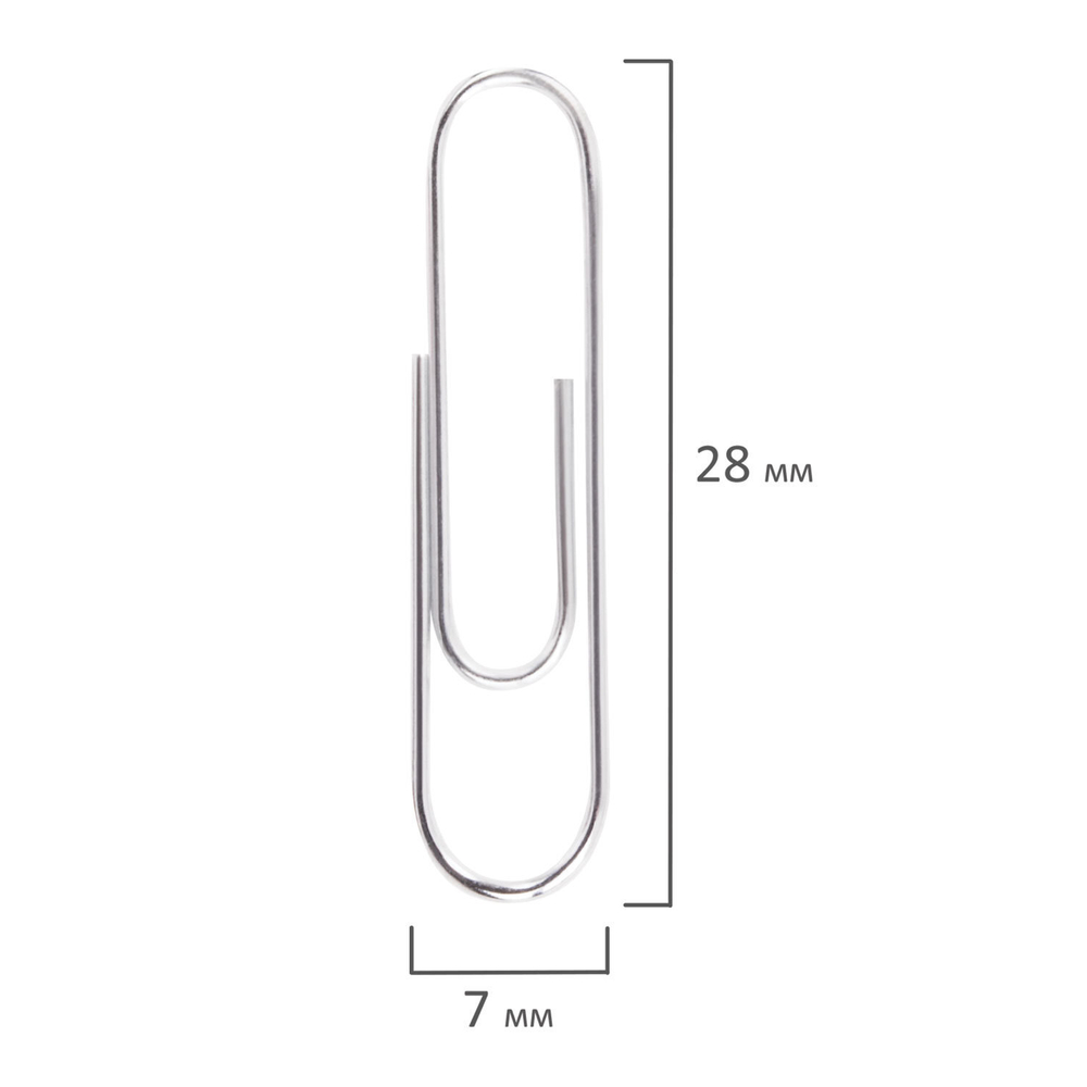 Скрепки BRAUBERG, 28 мм, оцинкованные, 100 шт., в картонной коробке, 227583