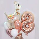 Шар (40''/102 см) Цифра, 8, Розовое Золото, 1 шт. в уп.