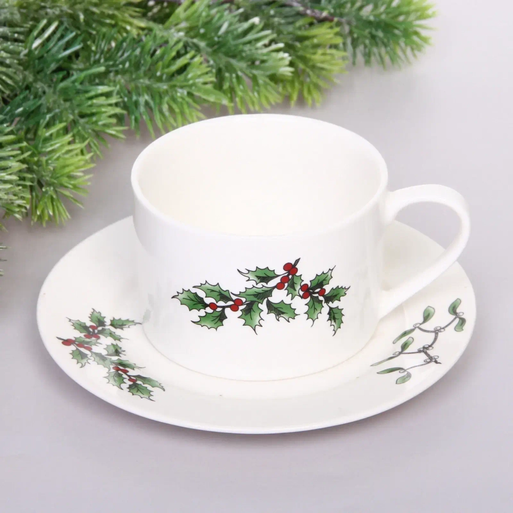 Чайная пара керамическая «Ёлочка» (кружка 250мл+блюдце)