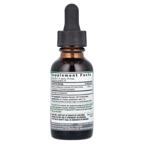 Nature's Answer, жидкий экстракт корня чай ху, без спирта, 1000 мг, 30 мл (1 жидк. унция)