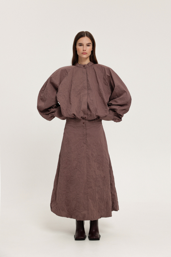 Юбка миди из жатого хлопка