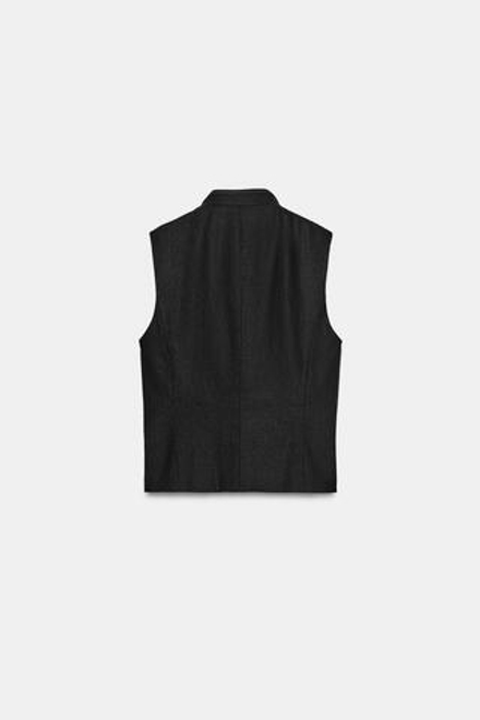 ZARA ОБЛЕГАЮЩИЙ ЖИЛЕТ С НАВЕСНЫМИ ПЕТЛЯМИ, ЧЕРНЫЙ