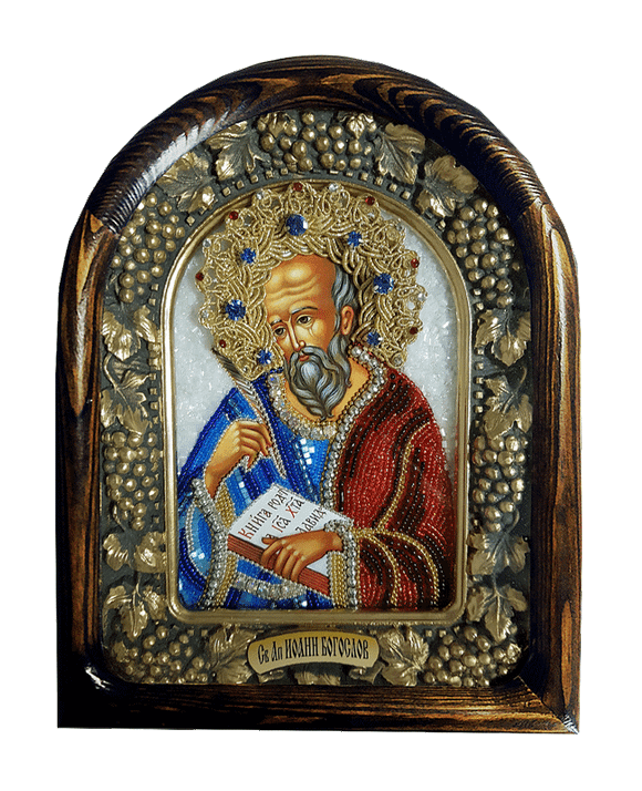 Дивеевская икона святой апостол Иоанн Богослов, бисер, печать