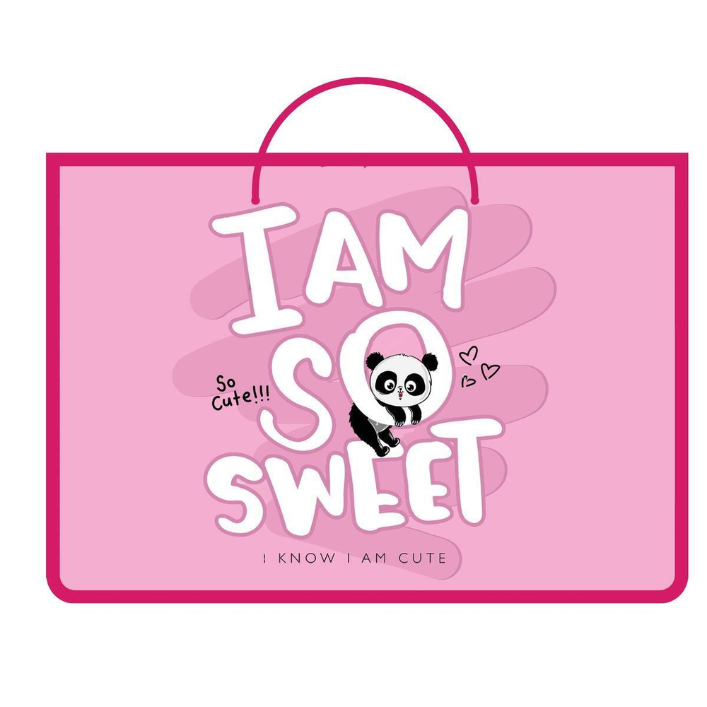 Папка А4 ручки-шнурок, пластик. "Cute panda 2022" (Пчелка)