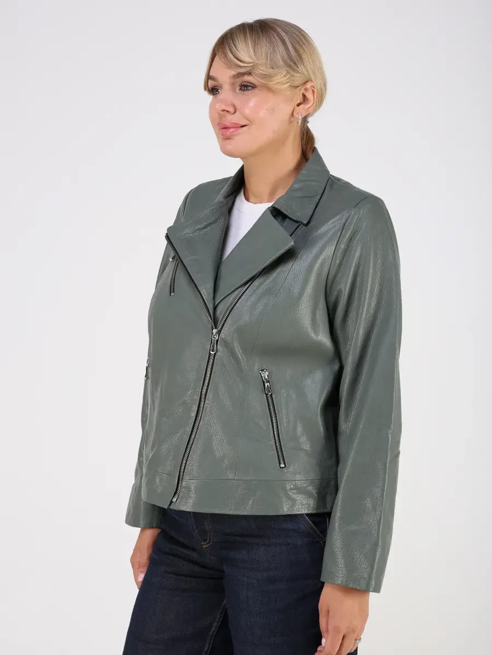 Кожаная куртка демисезонная косуха оверсайз