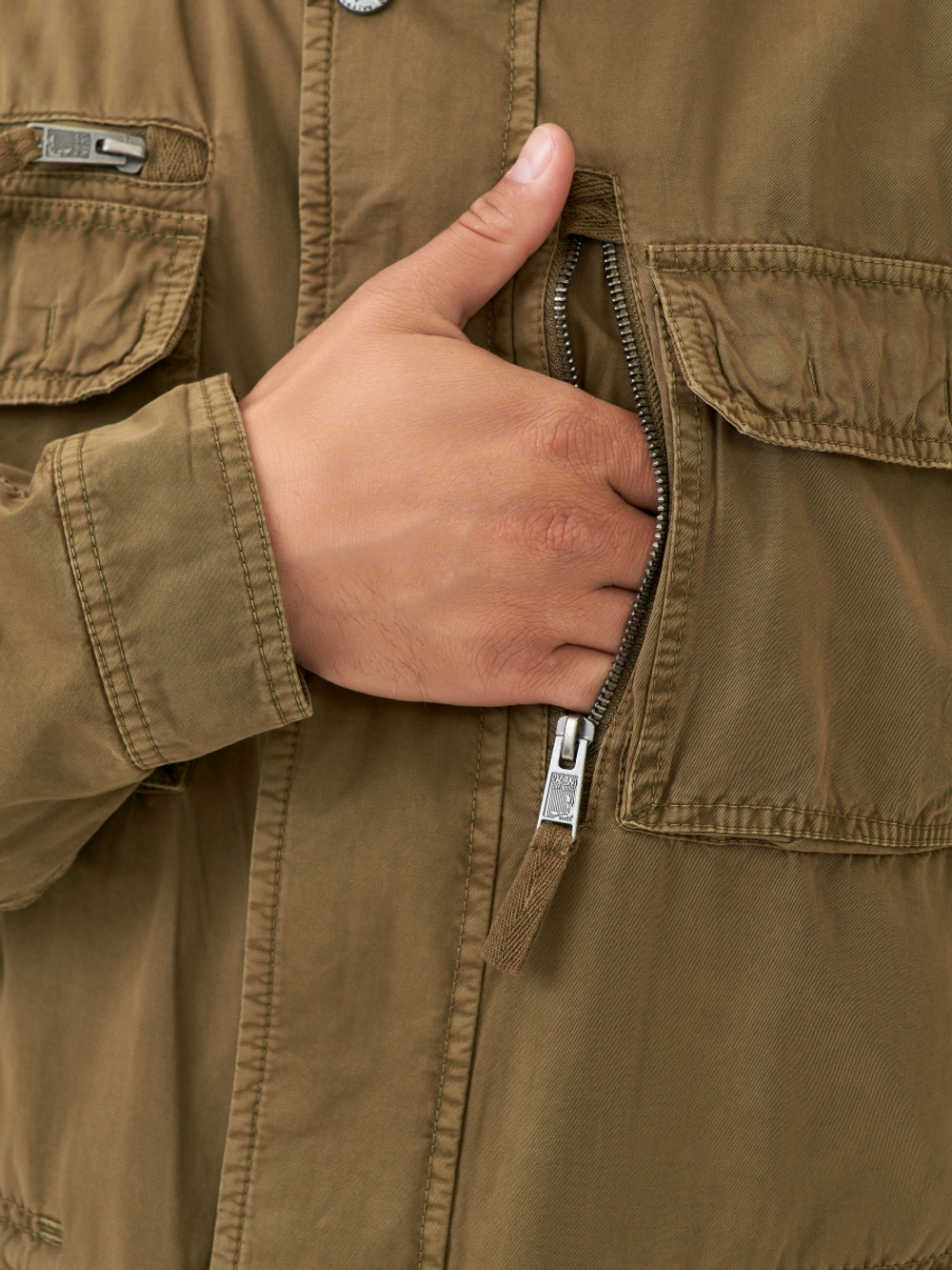 Удлинённая ветровка в Американском ретро стиле из натурального хлопка без капюшона.