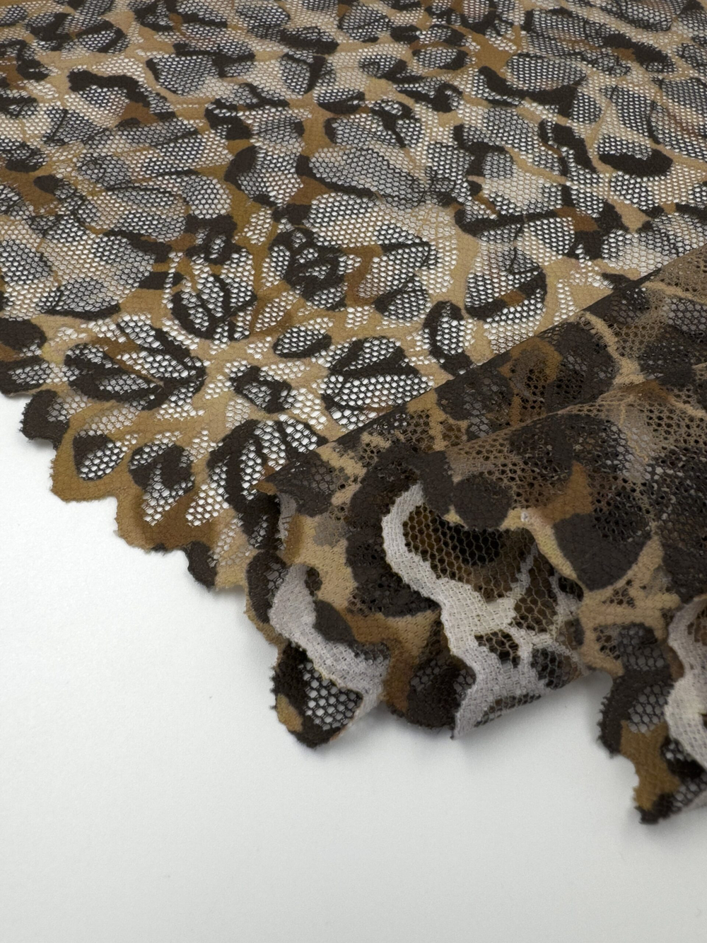 Эластичное кружево леопардовое ширина 22 см ОТРЕЗ 1.3 м
