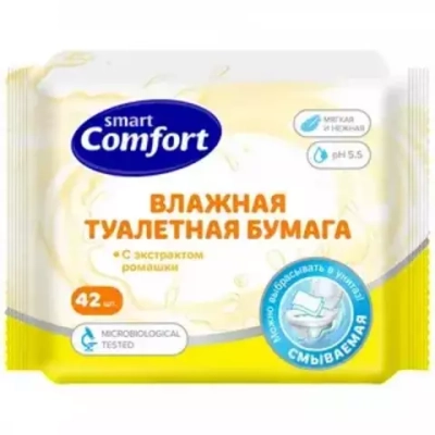 CCOMFORT SMART №42 с ромашкой NEW влажная туалетная бумага *45