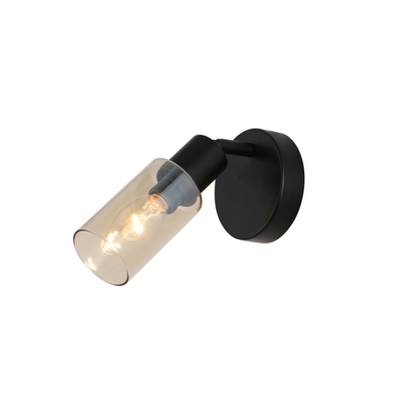 Настенный светильник (спот) 1x40Вт E14, металл/стекло, черный/янтарный