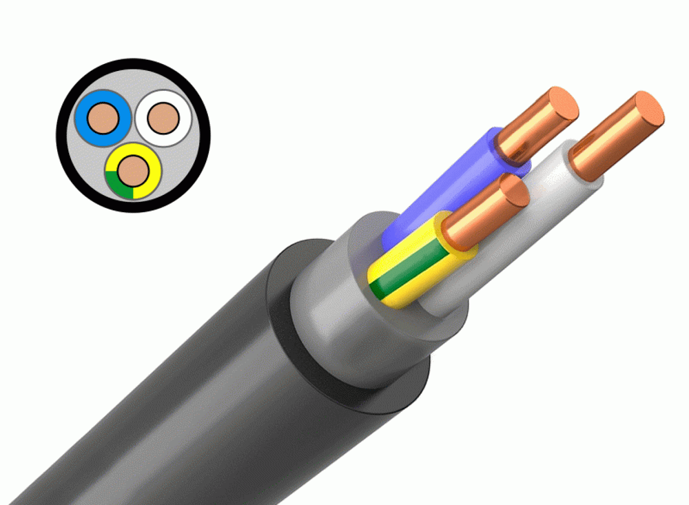 Кабель ВВГнг(А)-LSLTx 3х4 ок(N, PE)-0,66 ГОСТ