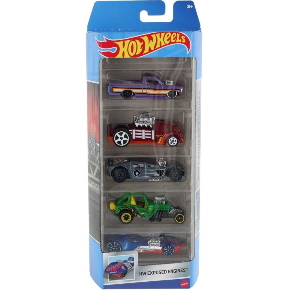 Hot Wheels - Small HW Exposed Engines 5-pack HLY79 / артикул   01806 HLY79  / GTIN 074299018060