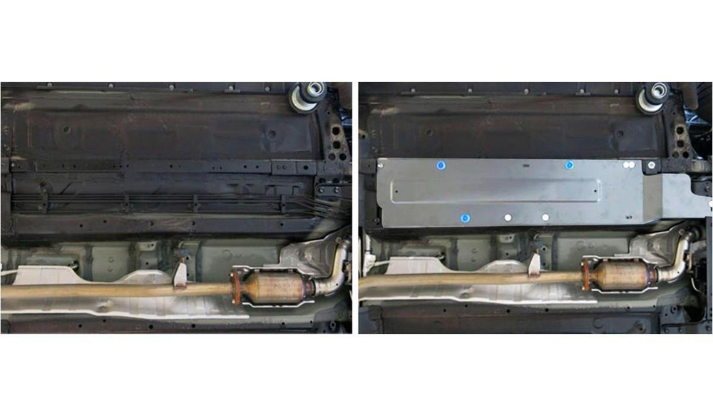 Защита топливных трубок Rival для Nissan X-Trail T32 (V - 2.0; 2.5) 2015-2018, штампованная, алюминий 4 мм, с крепежом, 333.4161.1