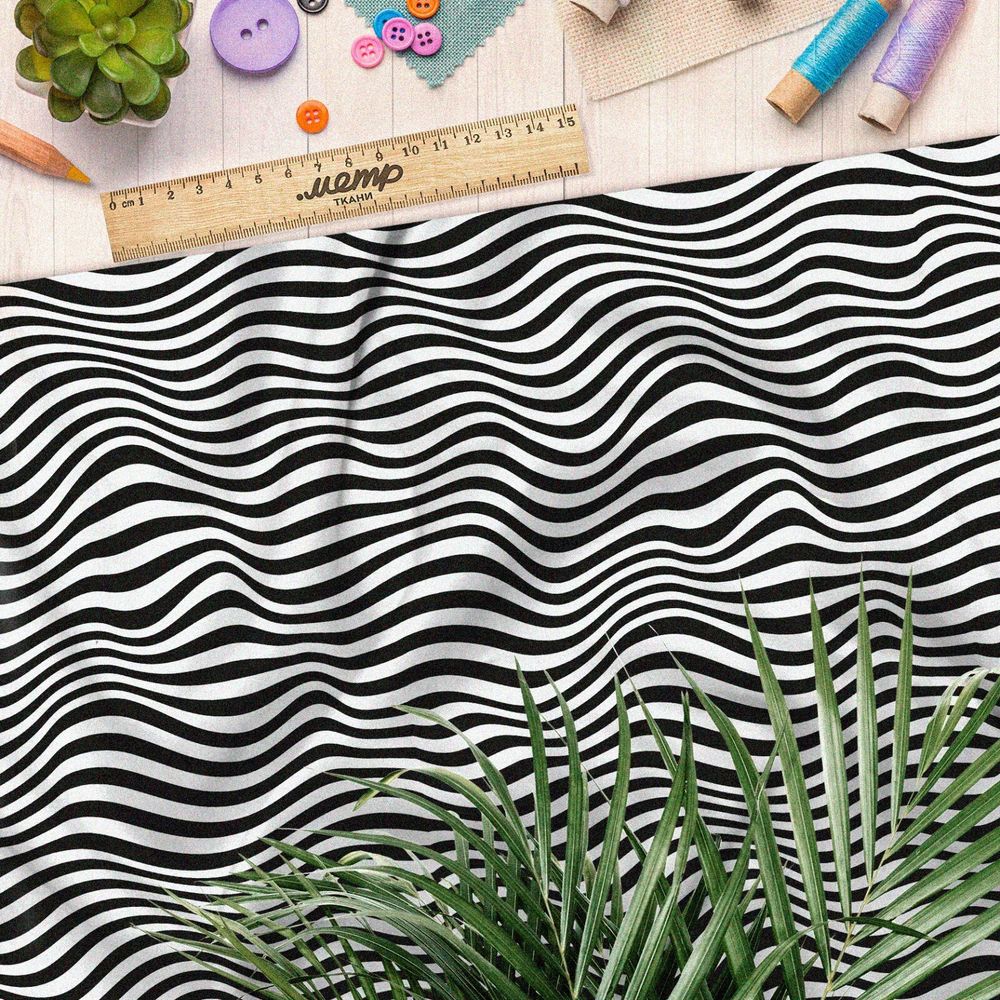 Ткань ниагара волны чёрно-белые