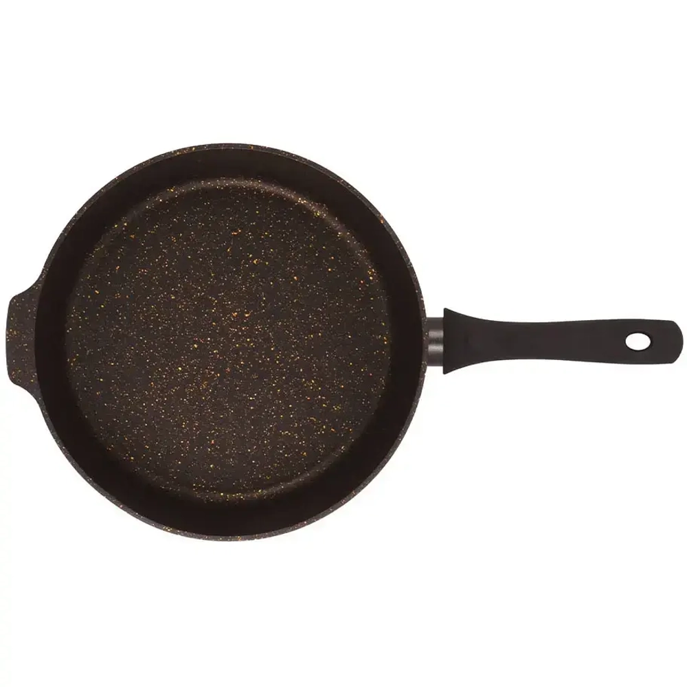 Сковорода глубокая 28см с ручкой «Грация» (черный/золото) сгчз280а