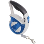 Поводок-рулетка для малых и средних пород «МОЙ БРО», прорезиненная ручка, АВС пластик, антикоразийный карабин, цвет белый/синий, 3м, нагрузка до 15кг