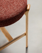 Барный стул Granite из терракотовой синели и ясеня с натуральной отделкой 75 см