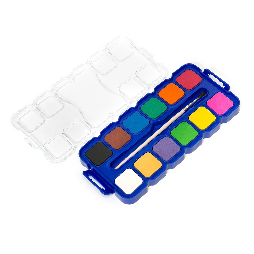 Акварель Yalong меловая, 12 цветов, с кистью, пластик. упаковка, "Animal"