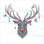 Картина стразами (алмазная мозаика) сияющая 30х30 см, ОСТРОВ СОКРОВИЩ "Этнический олень", без подрамника, 662445