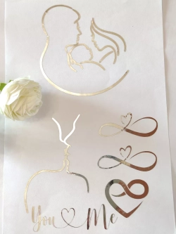 Наклейки свадебные зеркальное серебро на бокалы и бутылки.