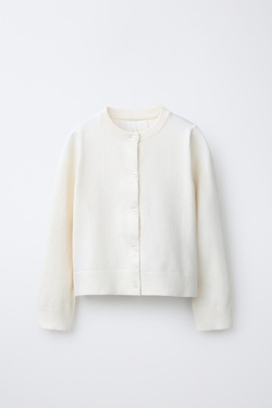 ZARA ОДНОТОННЫЙ КАРДИГАН, ЭКРЮ