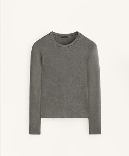 Oysho Футболка Base layer из трикотажа с рельефным узором, черный