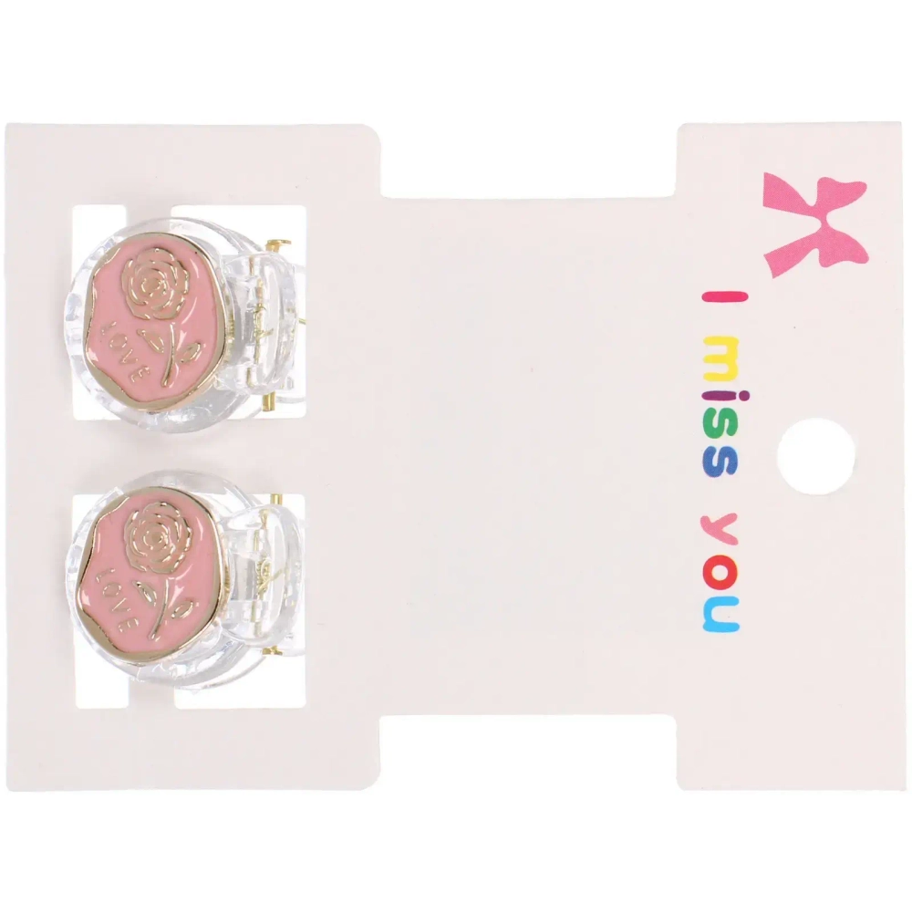 Заколки – крабики для волос 2шт на блистере «ТАРТИ ТАН», роза love, цвет как на фото, 2см (пакет с подвесом)