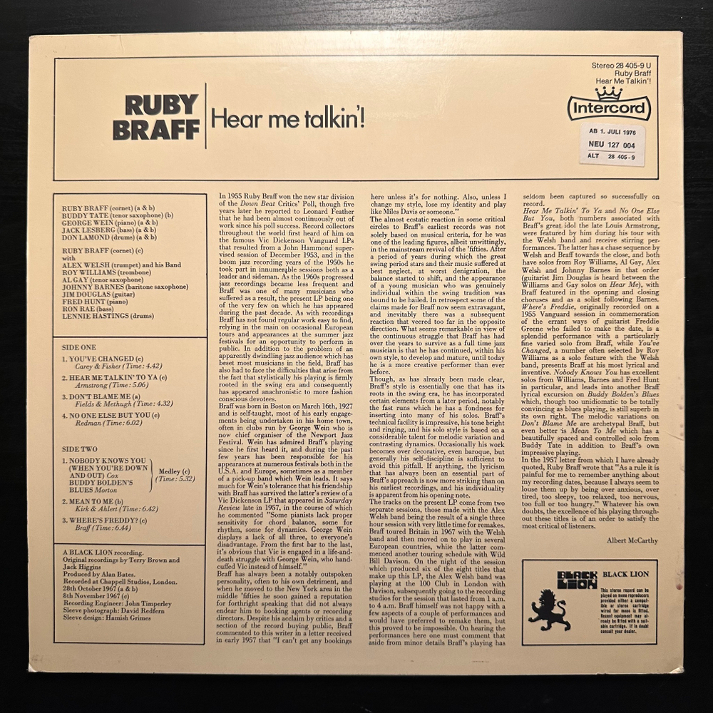 Ruby Braff - Hear Me Talkin' (Германия)