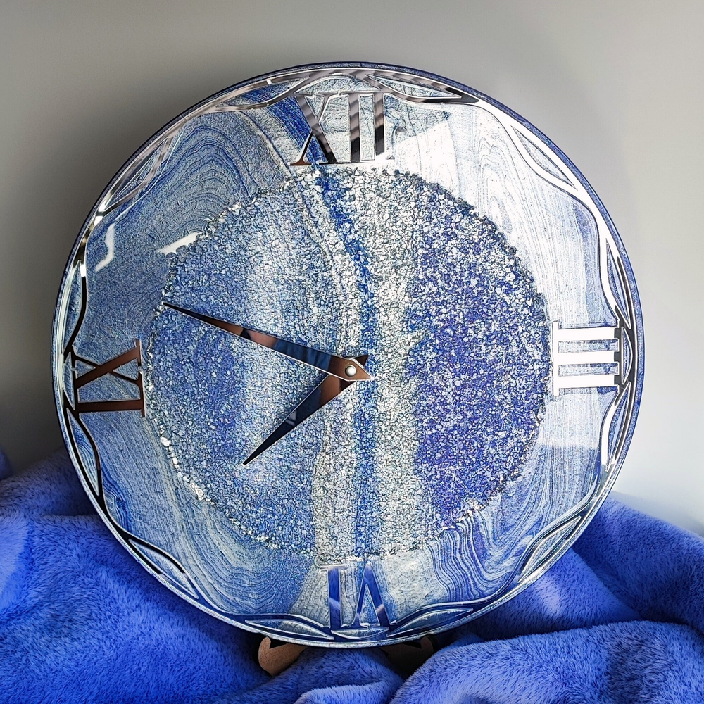 Часы настенные ручной работы из эпоксидной смолы, диаметр 40 см, подарок, декор