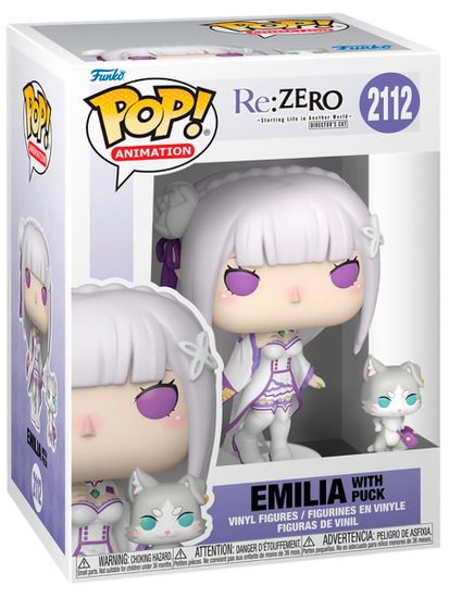 Фигурка Funko POP! Animation Re:Zero Emilia w/Puck (2112) 86515 / Фигурка Фанко ПОП! по мотивам аниме "Re: Zero - жизнь с нуля в другом мире", Эмилия
