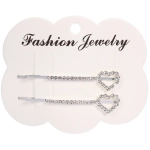 Невидимки для волос 2шт «Кристалы Агоры», сердце, цвет серебро, 6см (блистер и пакет с подвесом)