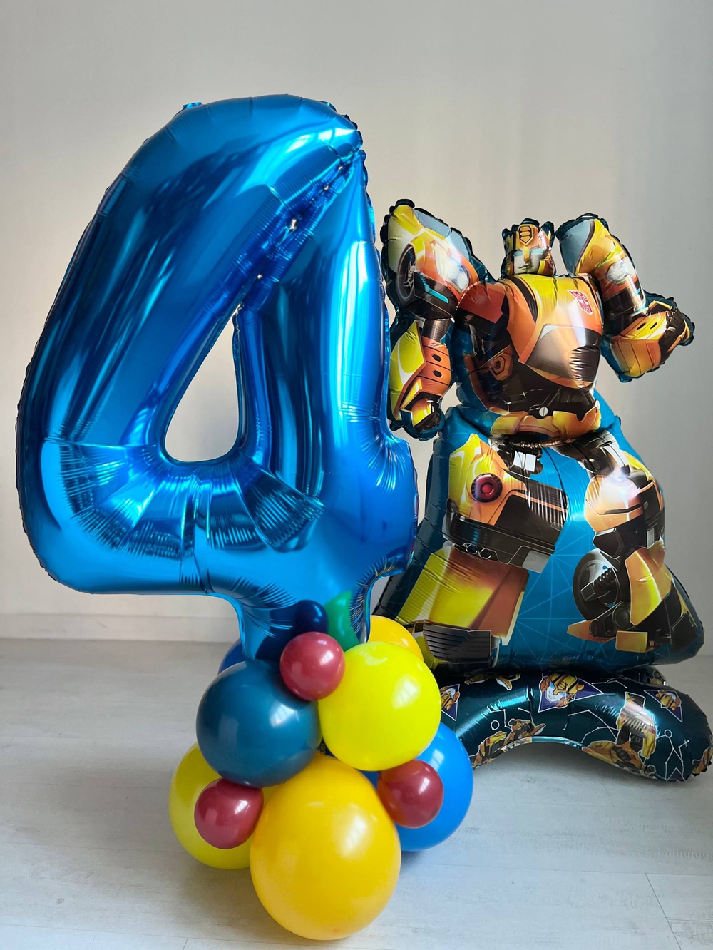 Воздушные шары Трансформер Бамблби желтый/синий/красный №3415