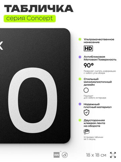 Табличка Этаж 0, на дверь и стену, навигационная и информационная, серия CONCEPT, 18х18 см, Айдентика Технолоджи