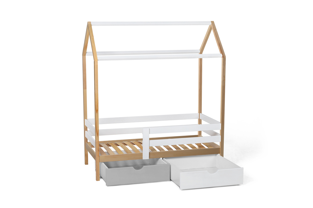 Кровать-домик Scandi Nest с бортиком (одноярусная) Wood&White из массива березы