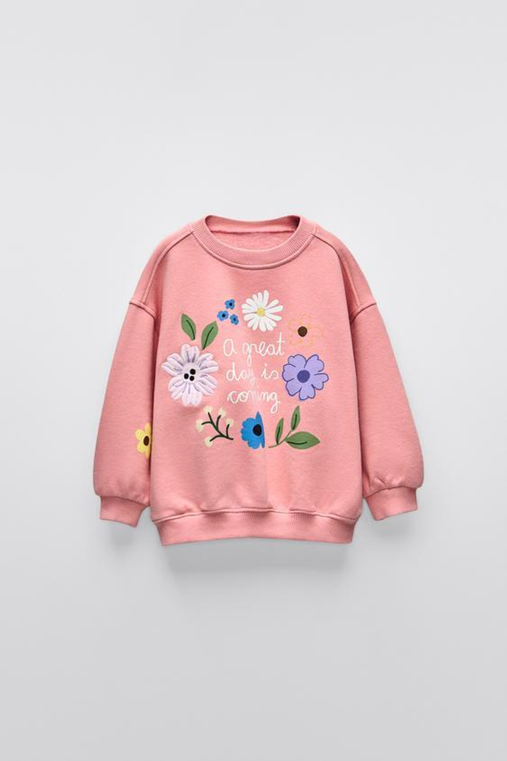 ZARA ТОЛСТОВКА С РАСТИТЕЛЬНЫМ ПРИНТОМ, ТЕМНО-РОЗОВЫЙ