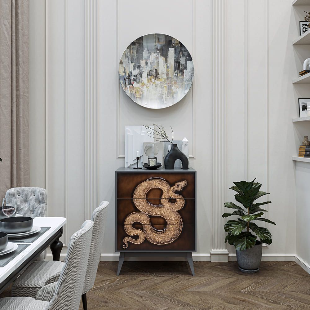 Комод Серпентис с 3 ящиками Грей