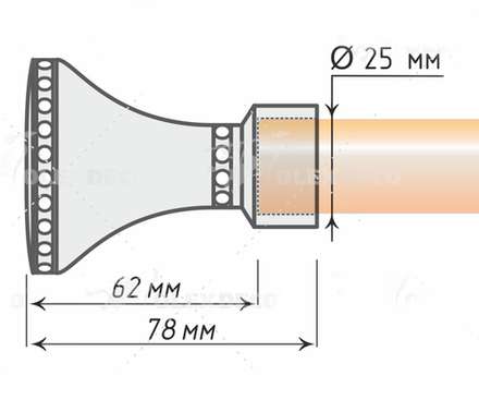 Наконечники для кованых карнизов d25 мм Уфо, цвет антик