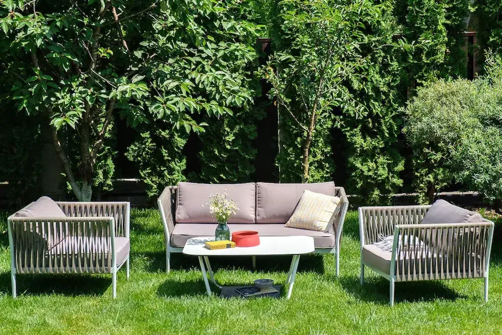 "Касабланка" лаунж-зона плетеная из роупа 4-местная, цвет серо-коричневый