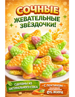 «KrutFrut», Звездочки мармелад жевательный со вкусом персика и апельсина