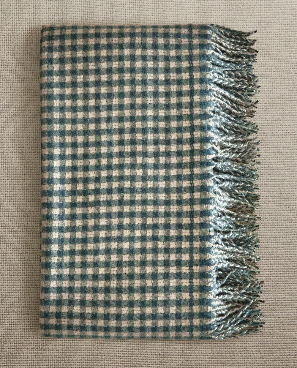 Zara Home - Клетчатый плед с бахромой, синий, 140x190 см