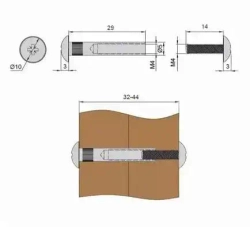 Стяжка мебельная межсекционная, Диаметр 5 мм, М4 , 20 штук, для стягивания боковин мебели общей толщиной от 32 до 40 мм