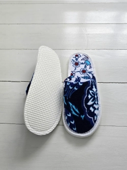 Тапочки махровые синий узор