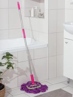 Швабра для мытья пола с отжимом Доляна, насадка из микрофибры 80 гр, стальная ручка 119 см, цвет МИКС