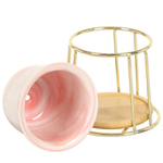 Кашпо керам, 0.27 л, 10х10.7 см, с золотой подставкой, Мрамор, Y4-5089