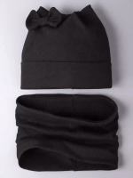 Шапка для девочки осенняя с ушками и снуд