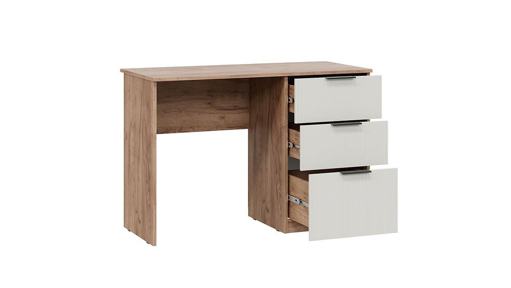 Стол письменный с ящиками Дуб Крафт Табачный/Холст Белый 110,2х50х75 см