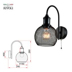 Бра светильник Rivoli Rebeca 5096-401 настенный 1 х Е27 40 Вт лофт - кантри с выключателем | Лофт-Кантри