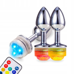 Анальная металлическая LED пробка (размер M) (Цвет: серебряный)