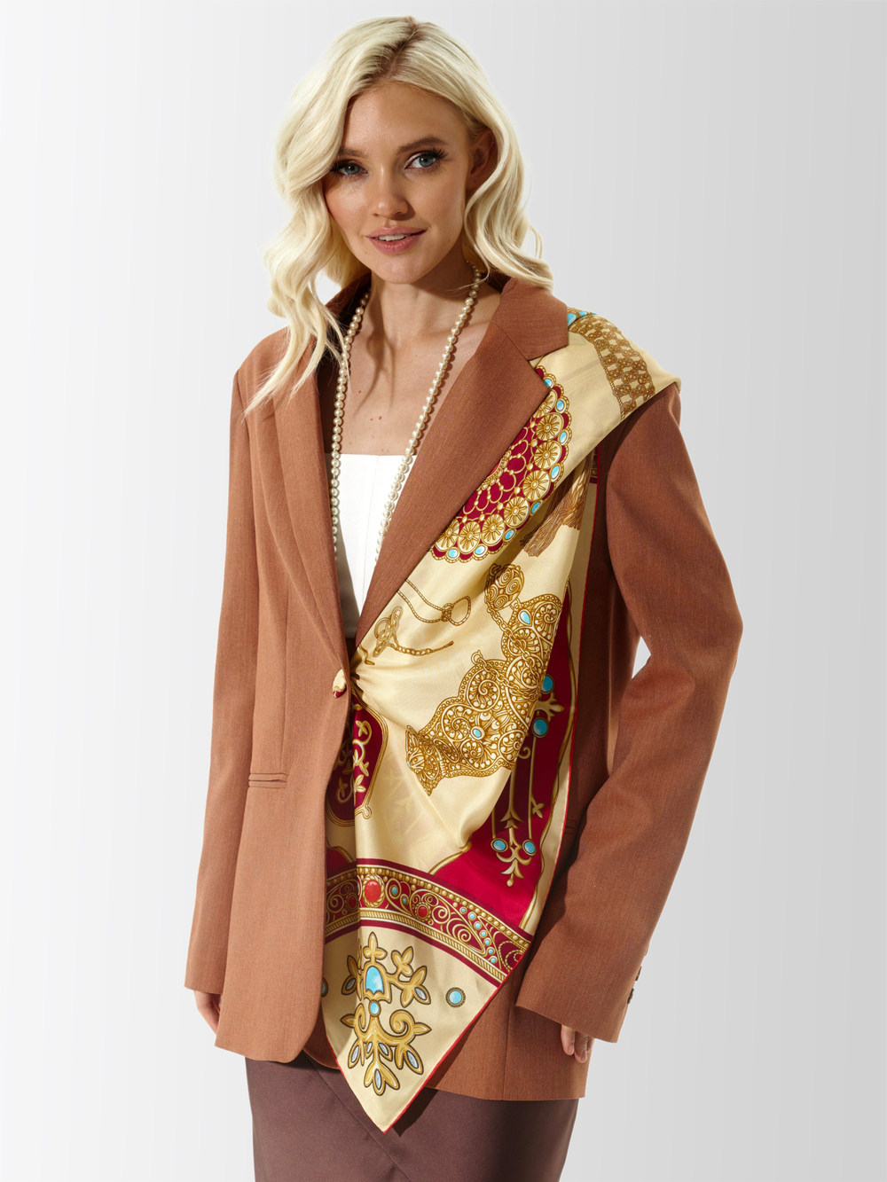 Платок «Горянка» 100% шёлк золотой