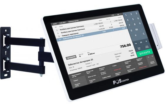 Сенсорный моноблок POScenter Atlas (15.6&quot;, PCAP, J4125, RAM 8Gb,SSD M2 128Gb,MSR)стенд NS, без ОС, БЕЛЫЙ