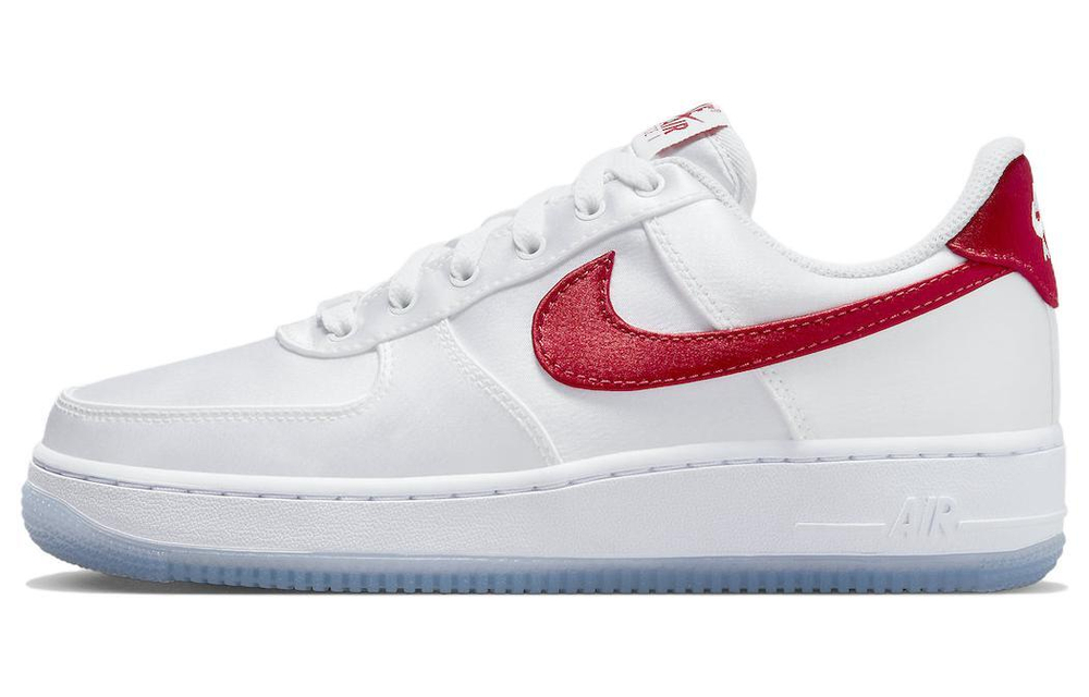 Кроссовки Nike Air Force 1 Low Satin "White Red" (Женская размерная сетка)